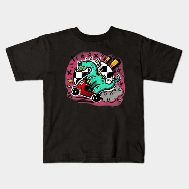 Dino Scoot Kids T-Shirt by Bad Uncle